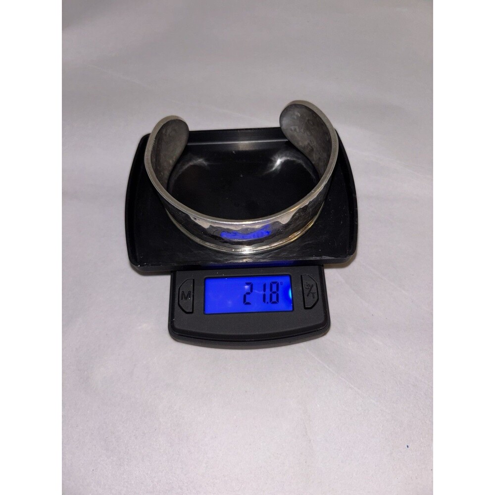 Vintage Mexican 925 Sterling Silver Hammered Cuff Bracelet Artisan Made 21.8g - Picture 6 of 6